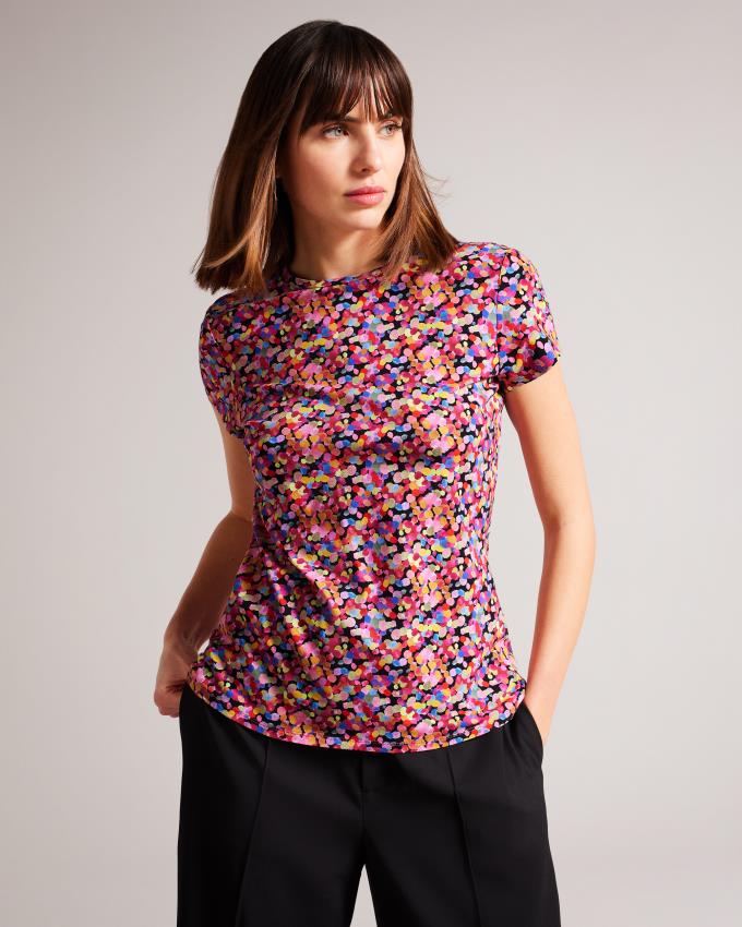 T-Shirt Ted Baker Confetti Print Noir Femme | VDG-90414597